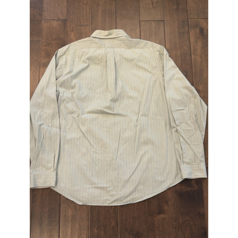 VTG Polo Ralph Lauren Custom Fit Shirt Mens Size 2XL Button Up Green Stripe Pony - Picture 7 of 7